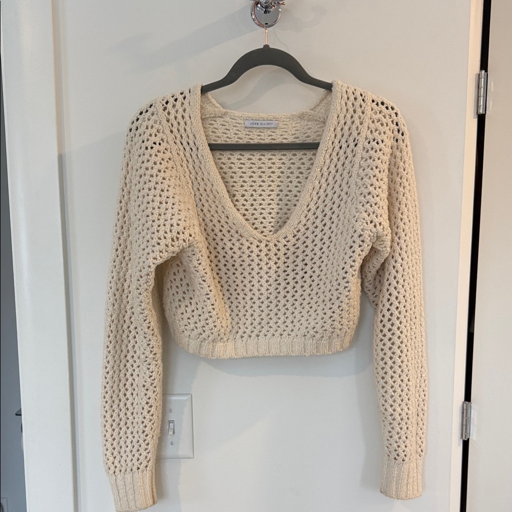 John Elliott Cream V-Neck Women's Sweater
